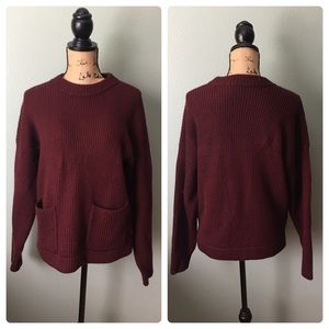 Ann Taylor size XL burgundy chunky knit sweater!